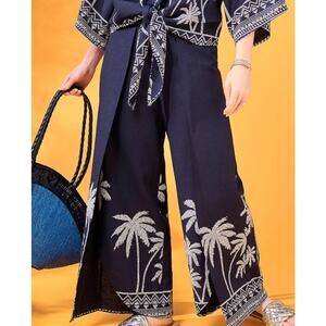 Bellisima by Kim Gravel QVC Boutique Palm Wrap Ankle Pant Twilight Blue, Size M